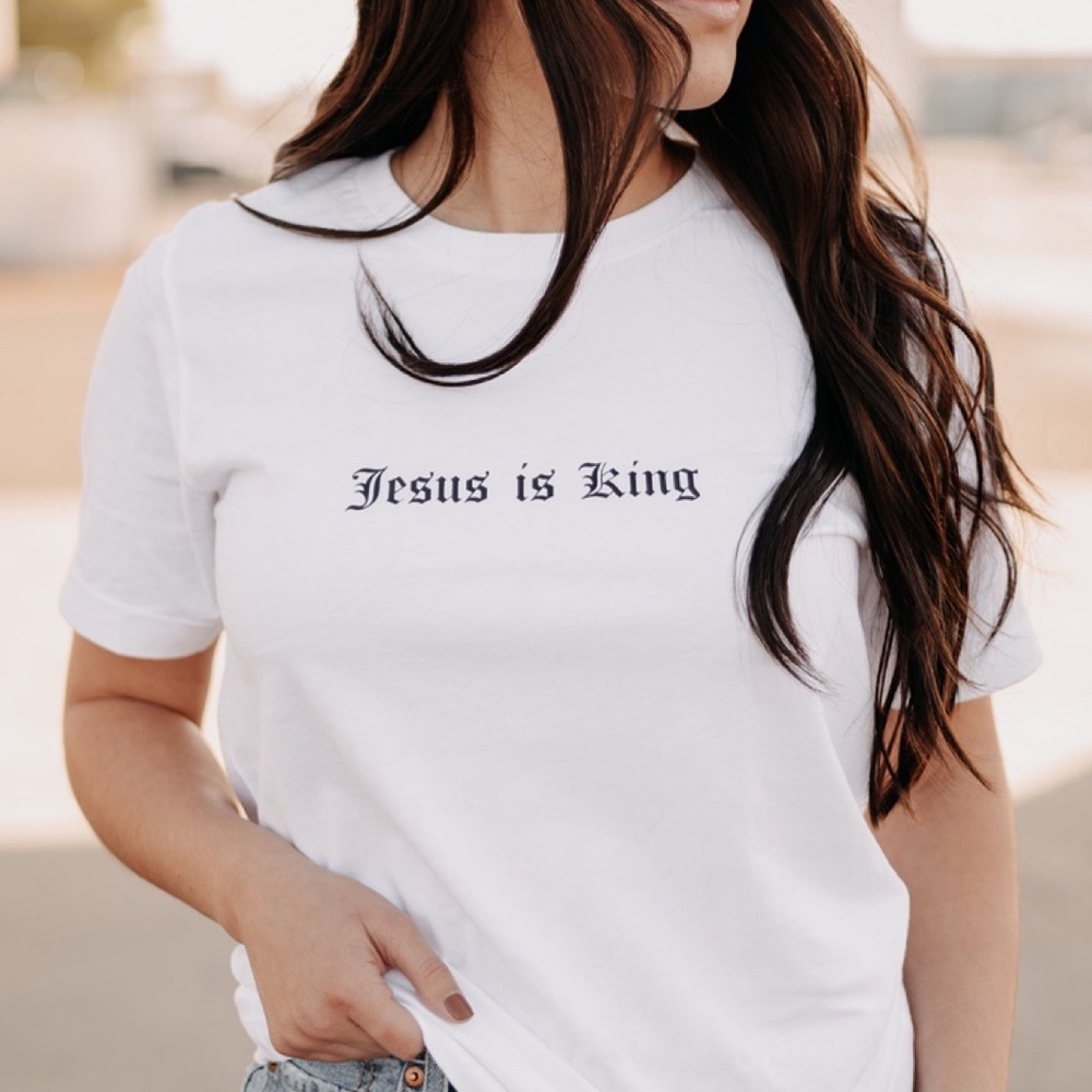 Jesus is King Christian White Tee Tshirt Womens